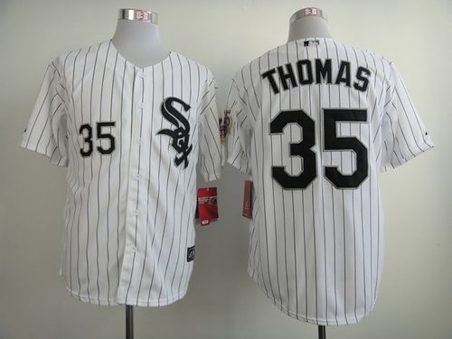 White Sox #35 Frank Thomas White w75th Anniversary Commemorative Patch Stitched MLB Jersey - Click Image to Close